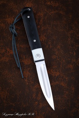 Folding knife Yakut steel H12MF lining G10 black with white (NEW)