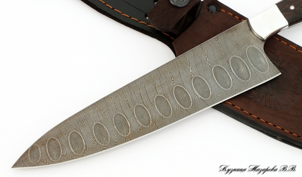Chef knife No. 4 damascus wenge duralumin with notch