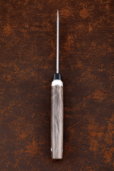 Knife Jay 95h18 handle G10 black, elk horn, Karelian birch brown