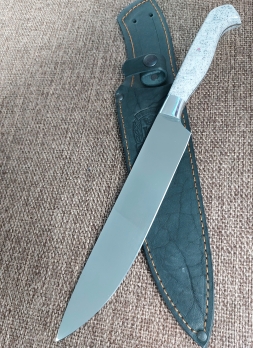 Нож Шеф № 14 сталь 95Х18 рукоять акрил белый (распродажа) 