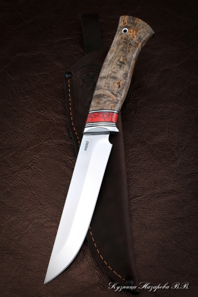 Нож Овод 2 сталь N690  карельская береза коричневая акрил