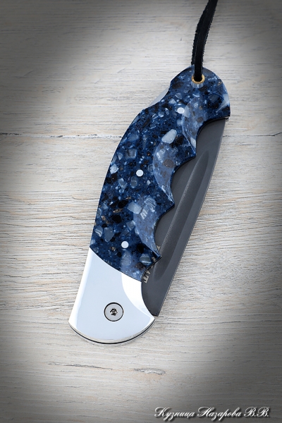 Folding knife Eagle Wootz steel lining Acrylic blue with duralumin