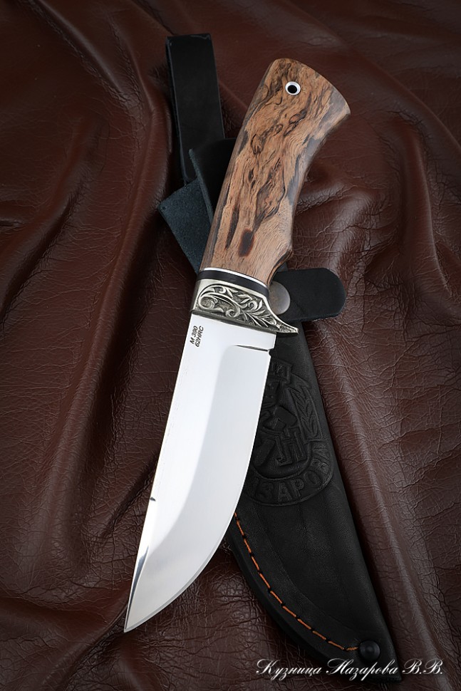 Нож Гепард M390 карельская береза коричневая