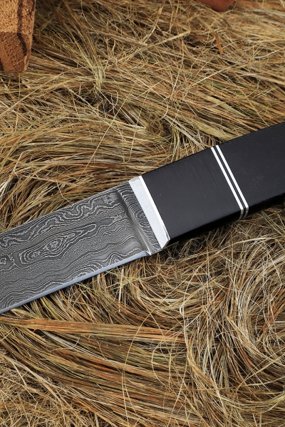 Нож Карачаевский бичак (бычак) дамаск черный граб