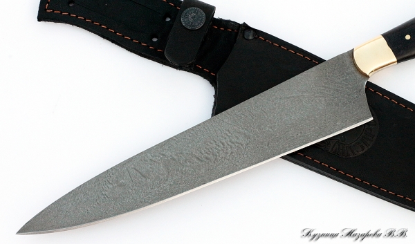 Нож Шеф-Повар №1 х12мф черный граб латунь