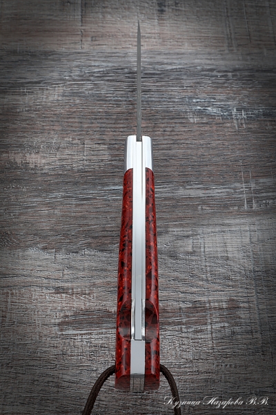 Нож складной Волк сталь Х12МФ накладки акрил красный с дюралью