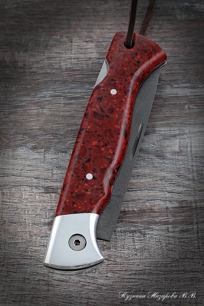Folding knife Wolf steel H12MF lining acrylic red with duralumin