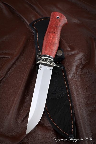 Нож Пехотинец M390 мельхиор карельская береза красная