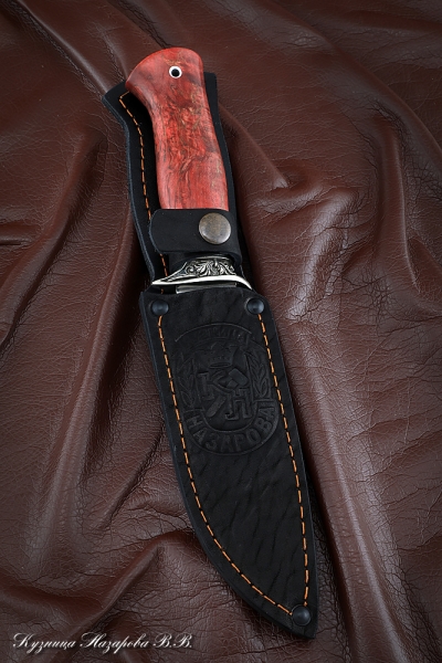 Нож Пехотинец M390 мельхиор карельская береза красная