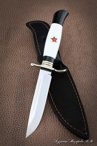 Ножи (Набор) Финка НКВД складная + фиксированная сталь ELMAX белый акрил с красной звездой