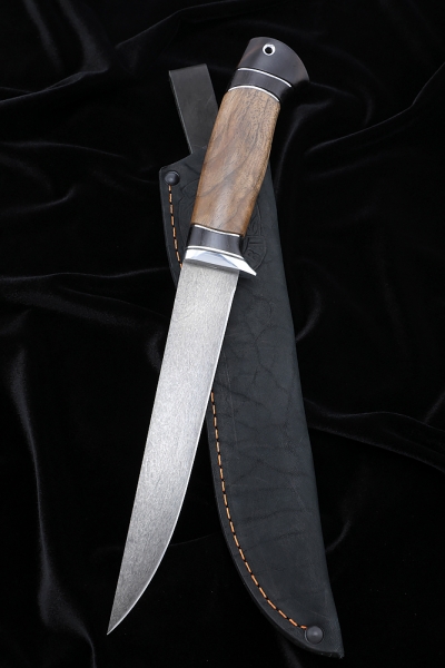 Нож Касатка средний филейный Х12МФ черный граб орех