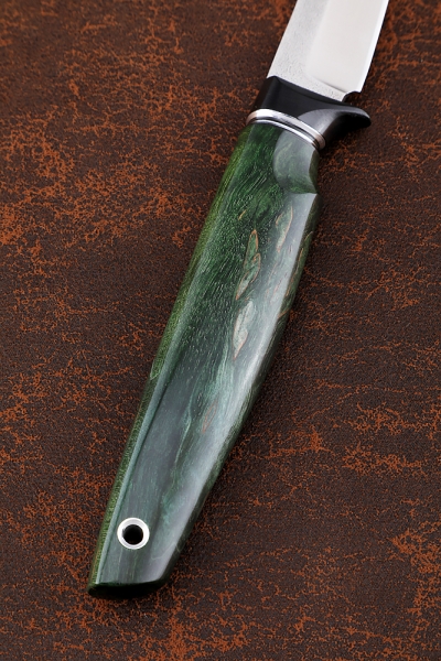 Knife Queen 95h18 handle G10 black, Karelian birch green