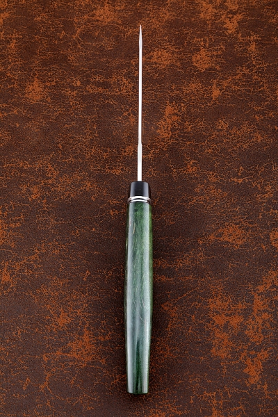 Knife Queen 95h18 handle G10 black, Karelian birch green