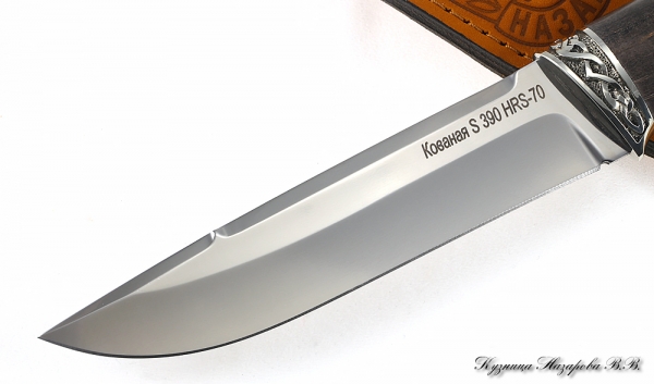 Нож Вепрь S390 мельхиор стабилизированная карельская береза (коричневая)