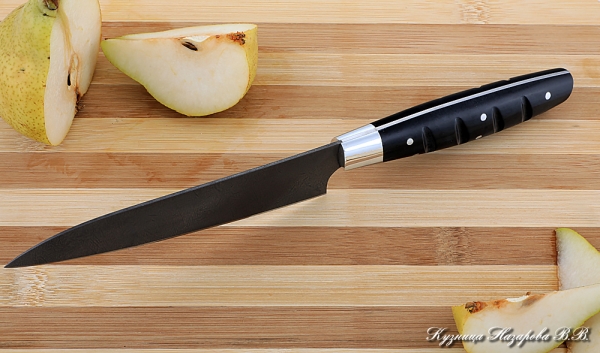 Кухонный нож Шеф № 3 сталь Х12МФ рукоять акрил черный