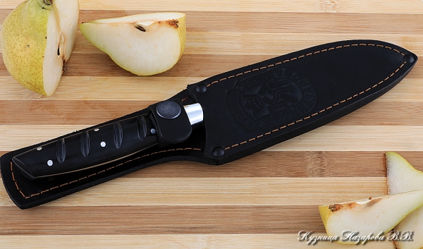 Кухонный нож Шеф № 3 сталь Х12МФ рукоять акрил черный