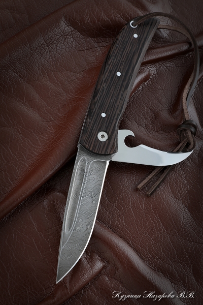 Нож складной Снайпер 2-х предметный дамаск венге