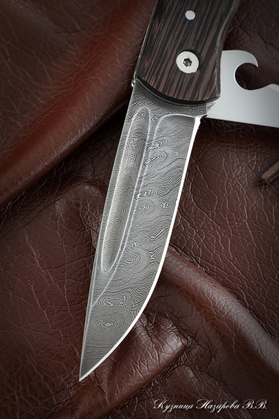 Нож складной Снайпер 2-х предметный дамаск венге