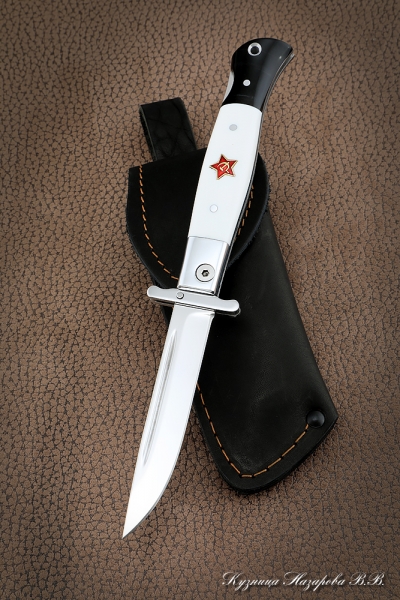 Ножи (Набор) Финка НКВД складная + фиксированная сталь S390 белый акрил с красной звездой
