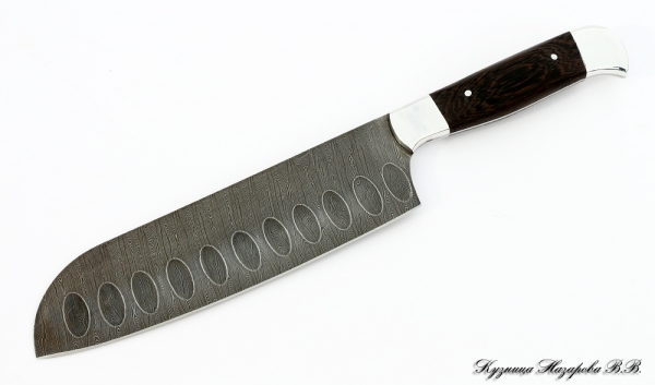 Chef knife No. 5 damascus wenge duralumin with notch