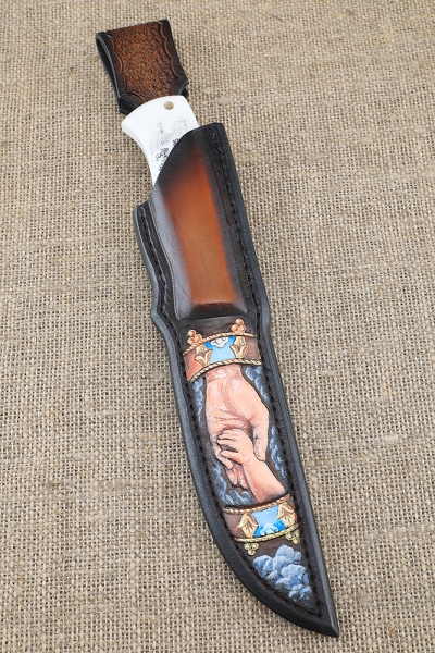 Knife Zasapozhny CPM 125v, handle elk horn with scrimshaw
