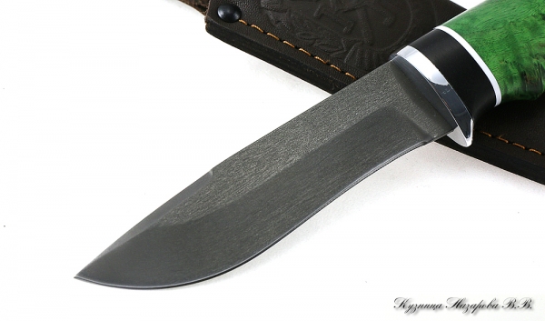 Нож Кречет х12мф черный граб стабилизированная карельская береза (зеленая)