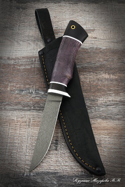 Hunting knife Cardinal H12MF black hornbeam stabilized Karelian birch (purple)