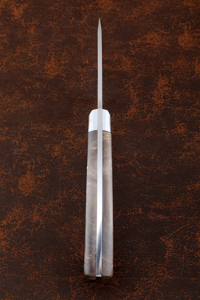 Нож Морпех цельнометаллический сталь N690 карельская береза коричневая 