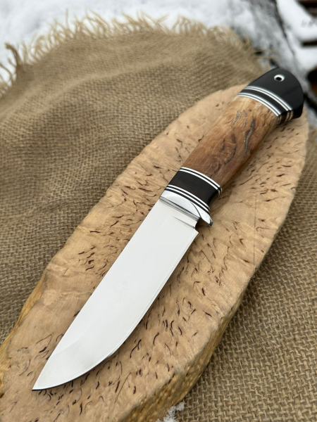Нож &quot;Странник&quot; сталь х12мф, рукоять карельская береза янтарь (распродажа) 