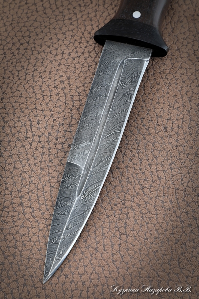 Legionnaire Damascus knife handle and scabbard Black Hornbeam