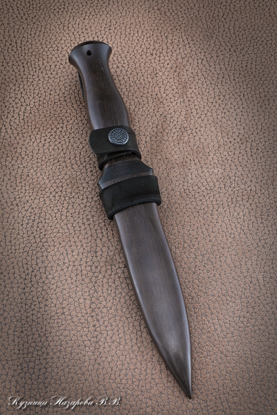 Legionnaire Damascus knife handle and scabbard Black Hornbeam