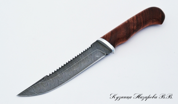 Knife Fisherman steel Damascus handle bubinga
