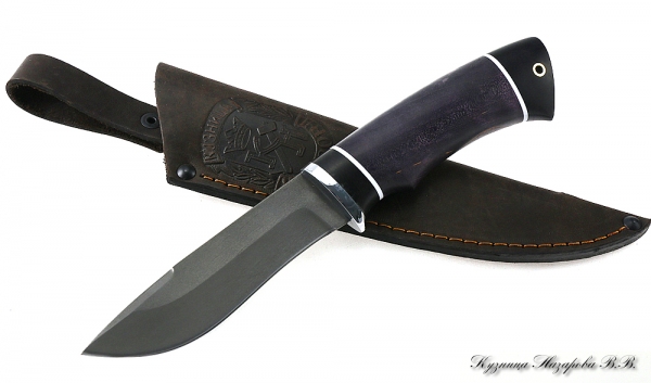 Нож Кречет х12мф черный граб стабилизированная карельская береза (фиолетовая)