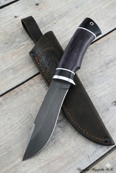 Нож Кречет х12мф черный граб стабилизированная карельская береза (фиолетовая)