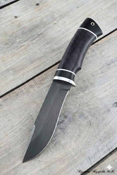Нож Кречет х12мф черный граб стабилизированная карельская береза (фиолетовая)
