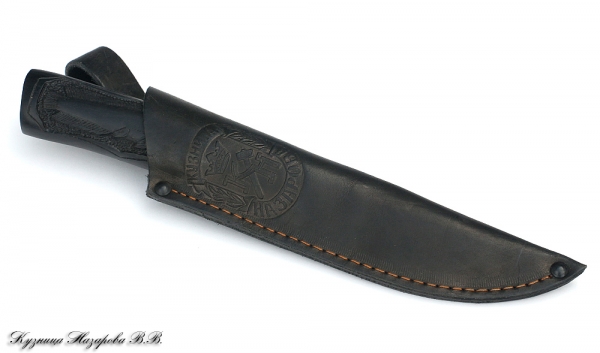 Knife Fisherman 2: steel H12MF, handle black hornbeam carved catfish auth.