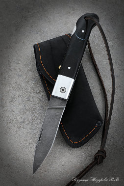 Folding Knife Walleye 2 steel Damascus Lining Acrylic Black