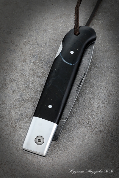 Folding Knife Walleye 2 steel Damascus Lining Acrylic Black