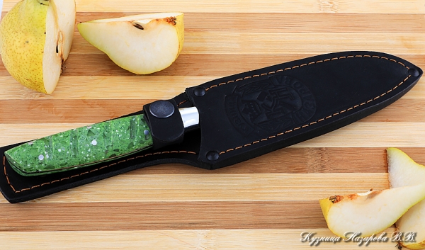 Knife Chef No. 3 steel H12MF handle acrylic green