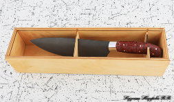 Knife Chef No. 13 steel H12MF handle acrylic red in a case