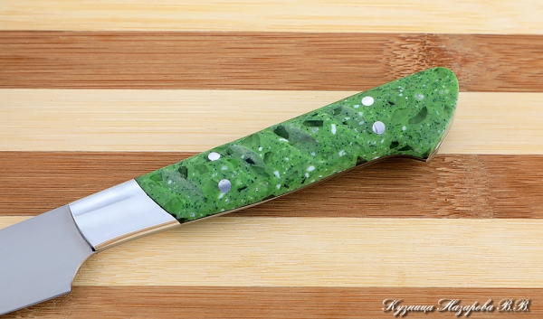 Нож Шеф овощной сталь 95х18 рукоять акрил зеленый