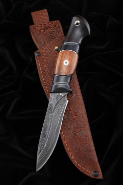 Knife Fox Damascus laminated with dale black hornbeam iron wood carbon