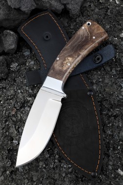 Нож Морпех S390 цельнометаллический карельская береза коричневая