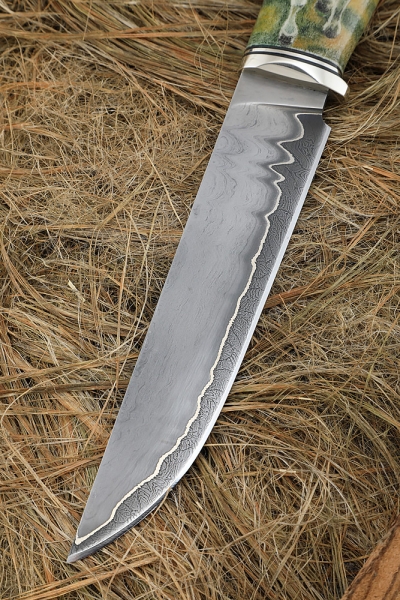 Нож Мустанг ZDP-189 глубокое травление ламинирован N690 бивень моржа серебро с рисунком