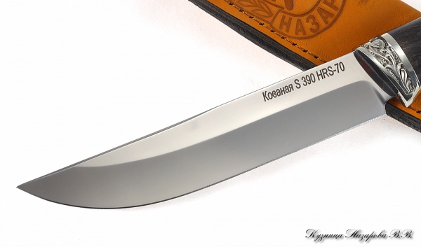Knife Gadfly S390 nickel silver stabilized Karelian birch (brown)