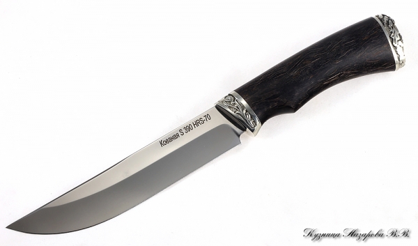 Нож Овод S390 мельхиор стабилизированная карельская береза (коричневая)