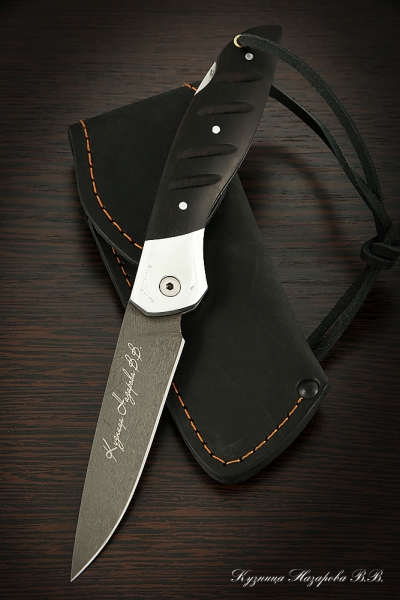 Нож складной Аист сталь Х12МФ накладки черный граб с дюралью