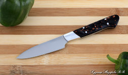 Нож Шеф овощной сталь 95х18 рукоять акрил коричневый