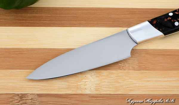 Нож Шеф овощной сталь 95х18 рукоять акрил коричневый