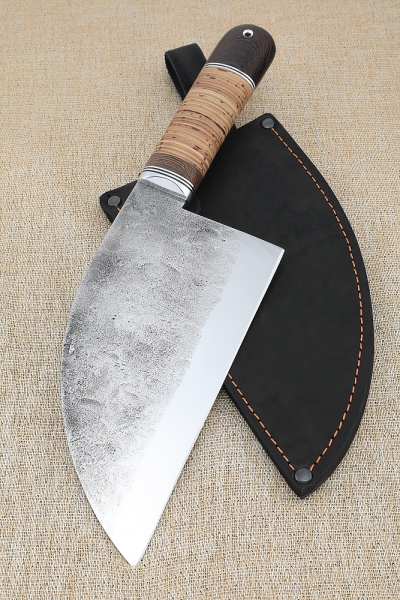 Сербский нож сталь кованая Х12МФ береста